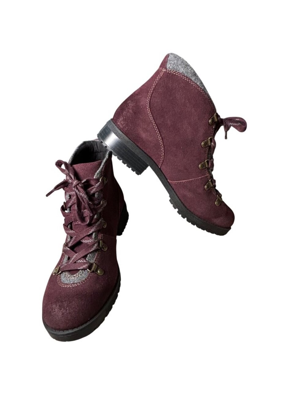 Clarks Faralyn Alpha Hiking Boots Women's 10 Plum Laced Padded Collar Lug Soles